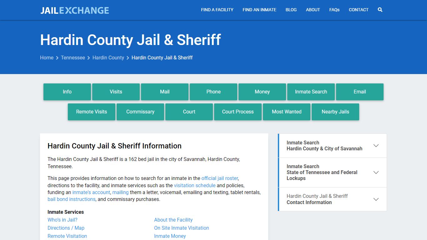Hardin County Jail & Sheriff, TN Inmate Search, Information